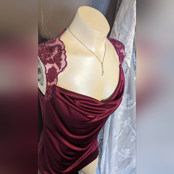 Charlotte Russe sangria silky color crowl neck sexy Valentine's club dress large - Picture 5 of 6